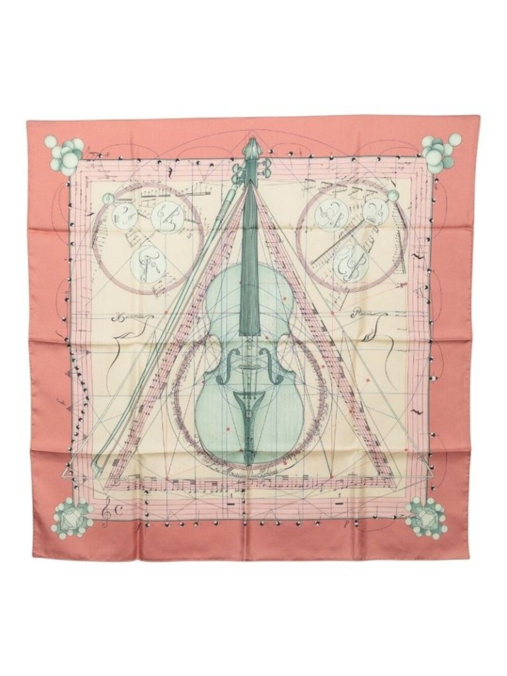 Hermes Carre 90 la Musique Des Spheres Music Played by Scarf Pink Multicolor